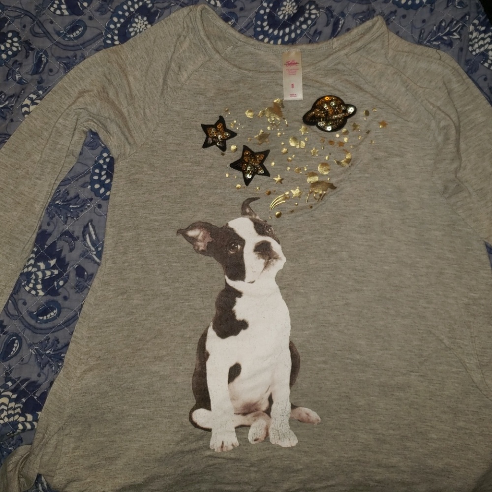 Justice Long Sleeve Embellished Tshirt girls 8